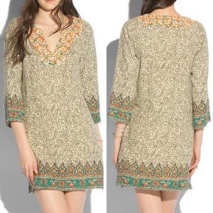 Lucky Brand Dashiki tribal embellished neck dress